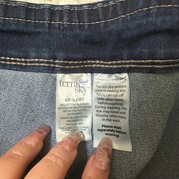 Terra & Sky Dark Blue Denim Jean Shorts – Size 14W (0X) - Picture 3 of 4